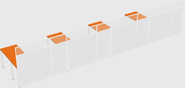 Shared l-shaped cubicle
