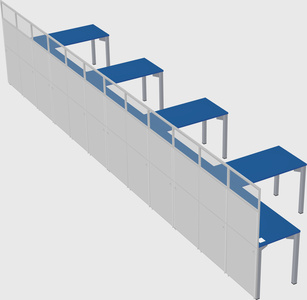 Shared l-shaped cubicle