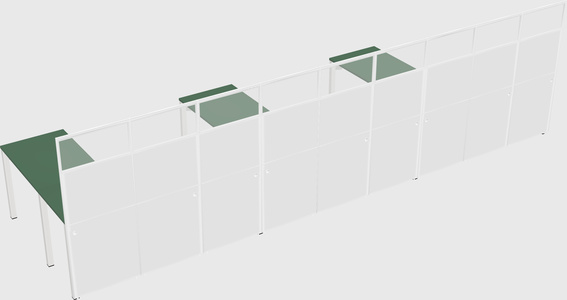 Shared l-shaped cubicle