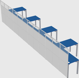 Shared l-shaped cubicle