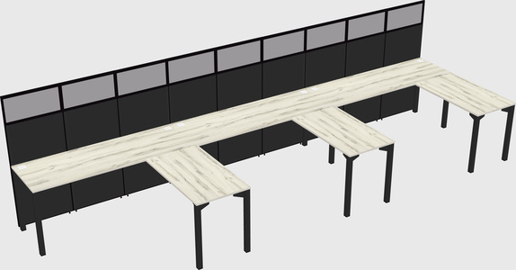 Shared l-shaped cubicle