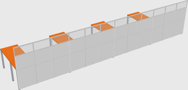 Shared l-shaped cubicle