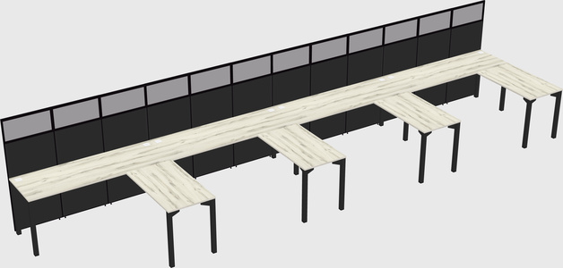 Shared l-shaped cubicle