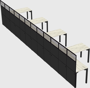 Shared l-shaped cubicle