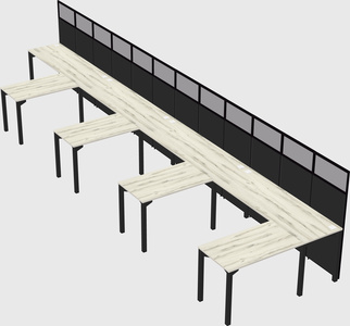 Shared l-shaped cubicle