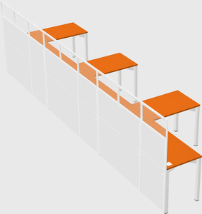 Shared l-shaped cubicle