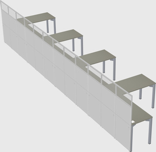 Shared l-shaped cubicle
