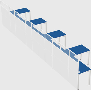 Shared l-shaped cubicle