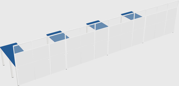 Shared l-shaped cubicle
