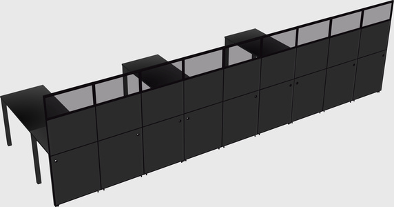 Shared l-shaped cubicle