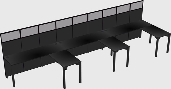 Shared l-shaped cubicle