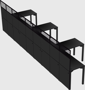 Shared l-shaped cubicle
