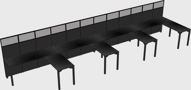 Shared l-shaped cubicle