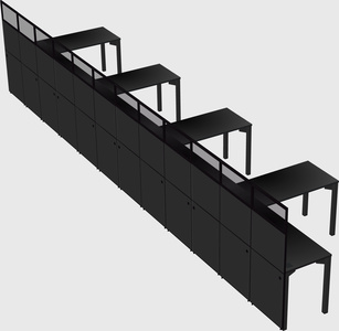 Shared l-shaped cubicle