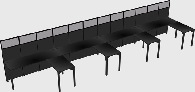 Shared l-shaped cubicle