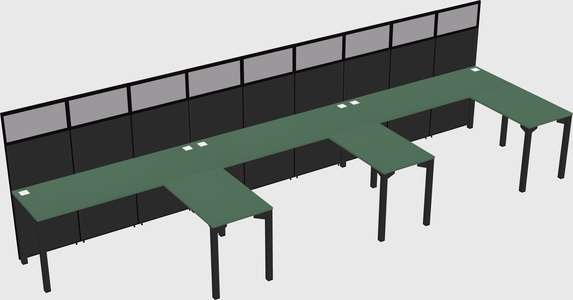 Shared l-shaped cubicle