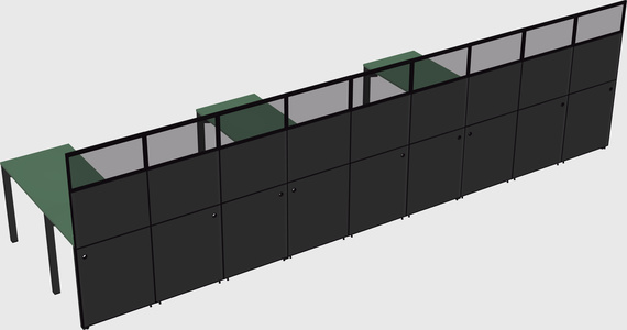 Shared l-shaped cubicle