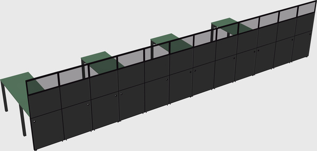 Shared l-shaped cubicle
