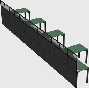 Shared l-shaped cubicle