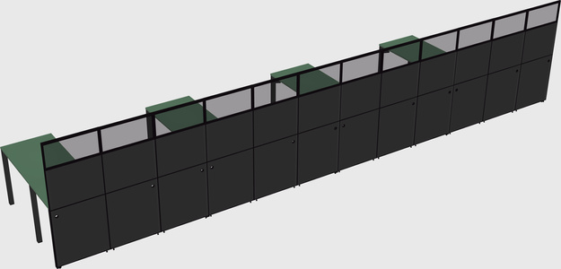 Shared l-shaped cubicle
