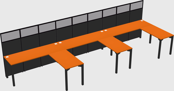 Shared l-shaped cubicle