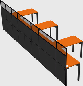 Shared l-shaped cubicle