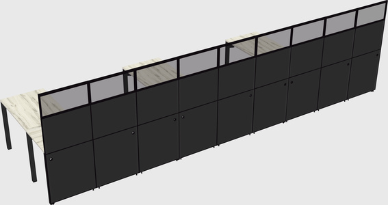 Shared l-shaped cubicle
