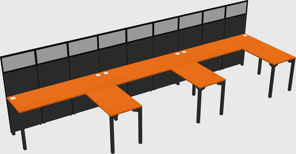 Shared l-shaped cubicle
