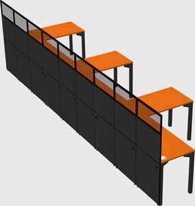 Shared l-shaped cubicle