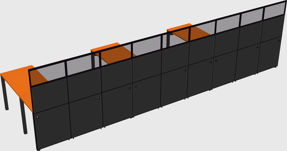 Shared l-shaped cubicle
