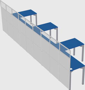 Shared l-shaped cubicle
