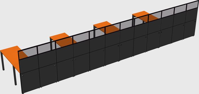 Shared l-shaped cubicle