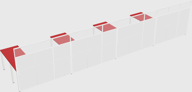Shared l-shaped cubicle