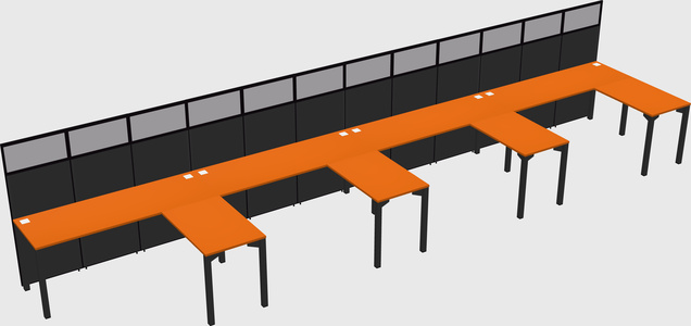 Shared l-shaped cubicle