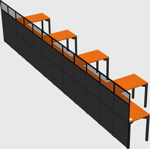Shared l-shaped cubicle