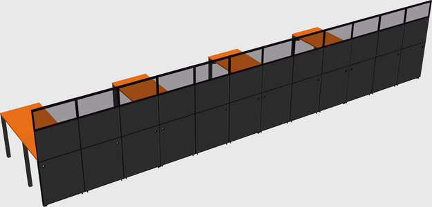 Shared l-shaped cubicle
