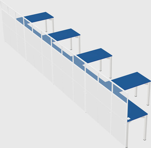 Shared l-shaped cubicle