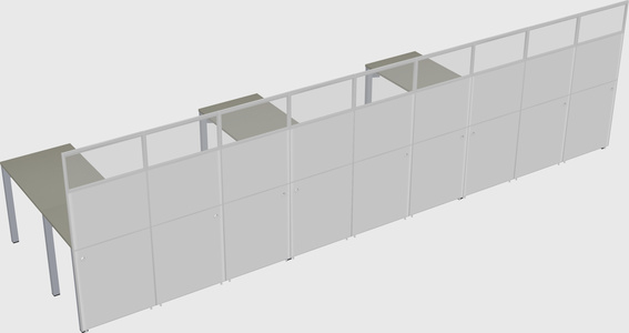 Shared l-shaped cubicle