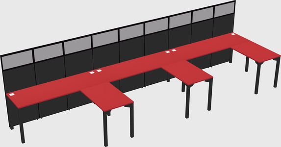 Shared l-shaped cubicle
