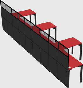 Shared l-shaped cubicle