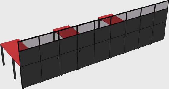 Shared l-shaped cubicle