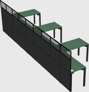 Shared l-shaped cubicle