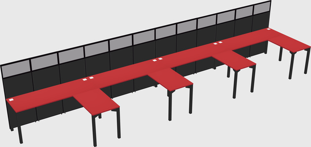 Shared l-shaped cubicle