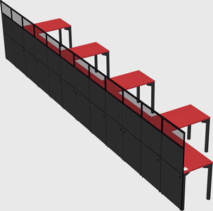Shared l-shaped cubicle