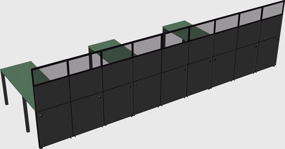 Shared l-shaped cubicle