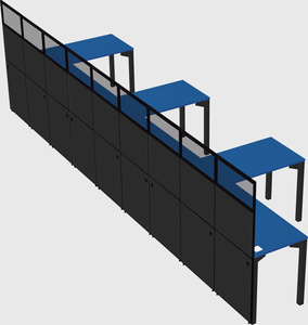 Shared l-shaped cubicle