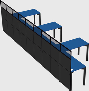 Shared l-shaped cubicle