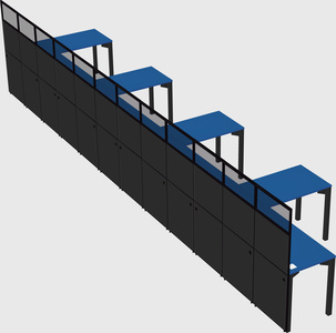 Shared l-shaped cubicle
