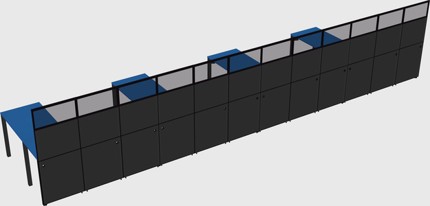 Shared l-shaped cubicle