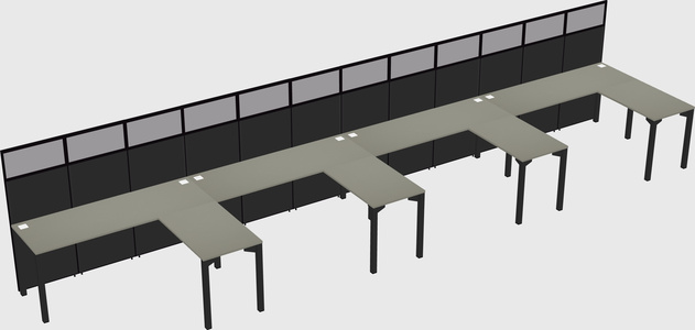 Shared l-shaped cubicle